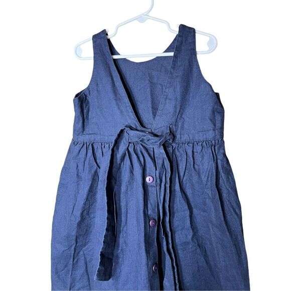 Vintage Hartstrings Linen Blend Blue Dress Size 6 - Picture 8 of 10